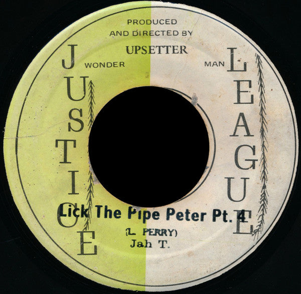 Image of Front Cover of 7" - /G+ - JAH T./ AGUSTUS PABLO, Lick The Pipe Peter Pt. 4 / Hot & Cold (Justice League; none, Jamaica 1972), Marks on disc. WOL ,  - 3526141E