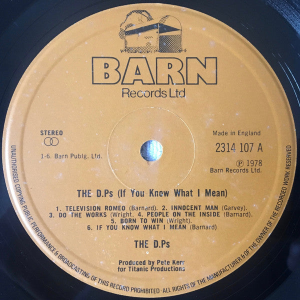 Image of Label Cover of LP - VG/VG+ - THE DP'S, If You Know What I Mean (Barn Records Ltd; 2314 107, UK 1978, AKA The Depressions), ,  - 3526176E