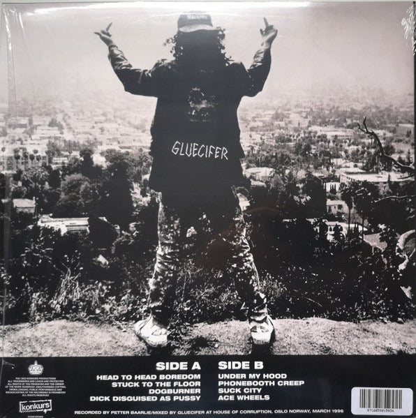 Image of Back Cover of LP - NEW/NEW - GLUECIFER, Dick Disguised As Pussy (Konkurs Productions ; KONKURS008, Europe 2023, Red Vinyl), ,  - 3436136E
