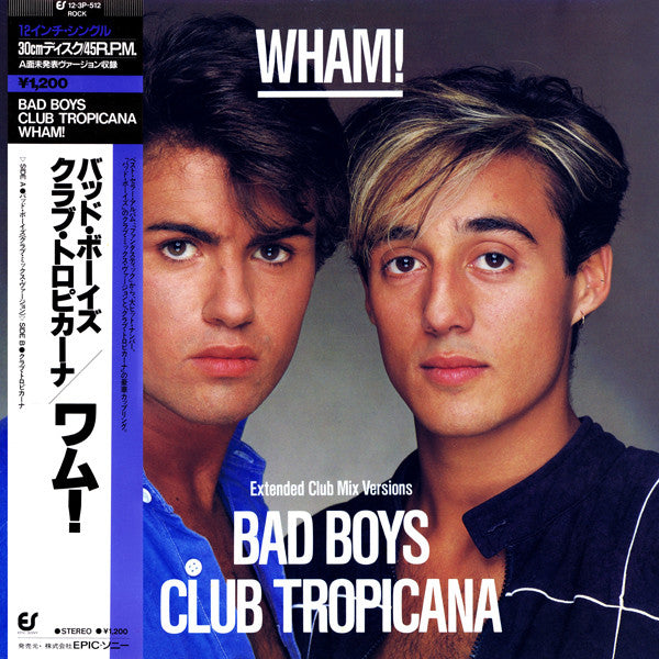 Image of Front Cover of 12" - VG/VG+ - WHAM!, Bad Boys / Club Tropicana (Epic; 12 3P-512, Japan 1984, Picture Sleeve, With Obi), Wear to sleeve opening.,  - 3516417C