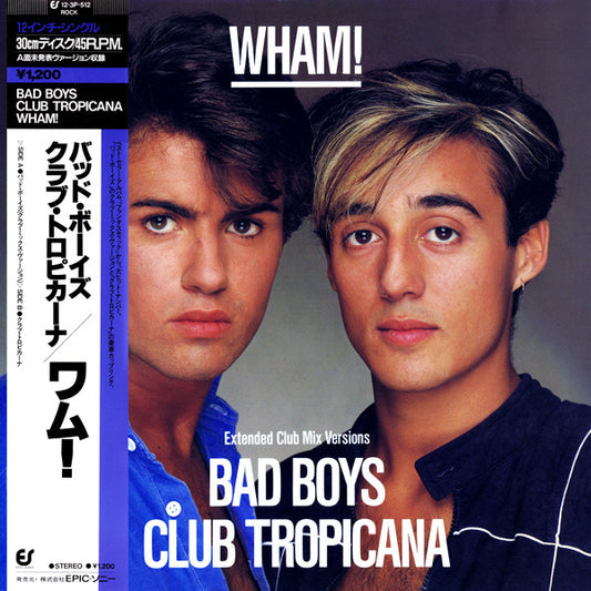 Image of Front Cover of 12" - VG/VG+ - WHAM!, Bad Boys / Club Tropicana (Epic; 12 3P-512, Japan 1984, Picture Sleeve, With Obi), Wear to sleeve opening.,  - 3516417C