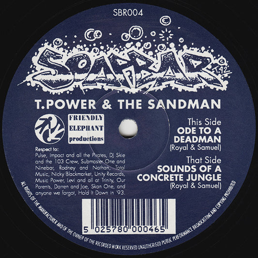 Image of Front Cover of 12" - G+/VG - T.POWER & THE SANDMAN, Ode To A Deadman / Sounds Of A Concrete Jungle (Soapbar; SBR004, UK 1993, Company Sleeve), ,  - 3546207S