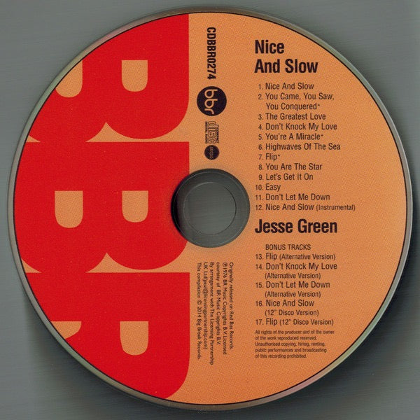 Image of Label Cover of CD - VG+/VG+ - JESSE GREEN, Nice And Slow (Big Break Records; CDBBR 0274, Europe 2014 Reissue, Jewel Case), ,  - 3516380C