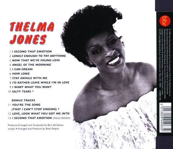 Image of Back Cover of CD - VG+/VG+ - THELMA JONES, Thelma Jones (Big Break Records; CDBBR 0106, UK 2012 Reissue, Super Jewel case), ,  - 3516381C