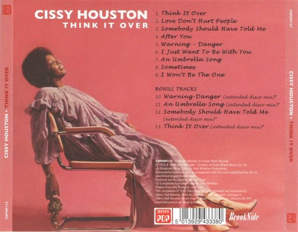 Image of Back Cover of CD - VG+/VG+ - CISSY HOUSTON, Think It Over (Cherry Pop; CRPOP133, UK 2013 Reissue, Jewel Case), ,  - 3516383C