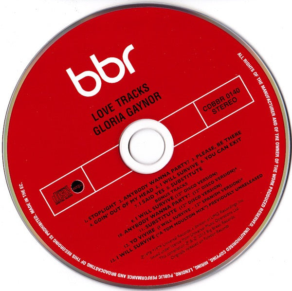 Image of Label Cover of CD - VG+/VG+ - GLORIA GAYNOR, Love Tracks (Big Break Records; CDBBR 0140, UK 2013 Reissue, Super Jewel case), ,  - 3516386C
