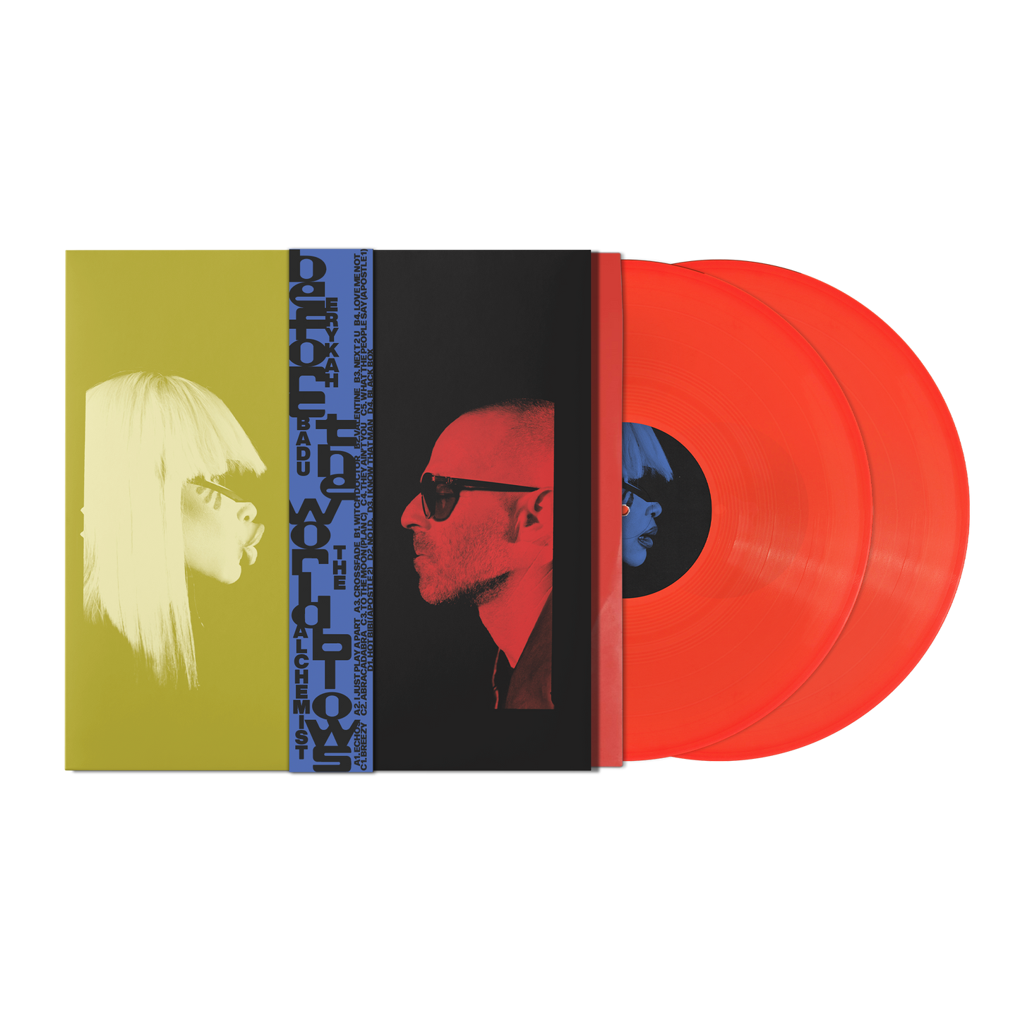 Image of Back Cover of 2xLP - NEW/NEW - ERYKAH BADU & THE ALCHEMIST, Before The World Blows (Control Freaq Records/Young; YO515LPE, UK 2026, Inner, Indie Exclusive Neon Orange Vinyl), , In the eleven years since her last project, Erykah Badu has gathered not conclusions but a series of existential insights. Before the World Blows: The Abi and Alan Experiment exists within the tension between introspection and growth. Abi is Badu. Alan is The Alchemist. Recorded over 18 months in Dallas and Los Angeles, the 