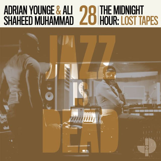 Image of Front Cover of LP - NEW/NEW - ADRIAN YOUNGE, ALI SHAHEED MUHAMMAD, The Midnight Hour: Lost Tapes JID028 (Jazz Is Dead; JID028LP-C1, UK 2026, Indie Exclusice Transparent Yellow), , Adrian Younge and Ali Shaheed Muhammad unearth The Midnight Hour's Lost Tapes, drawn from sessions for an unfinished second album recorded before the project was shelved in 2020. Released via Jazz Is Dead, the album continues the duo's orchestral, soul and jazz-rooted collaboration. Indies-only transparent yellow vinyl. -