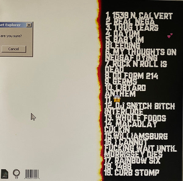 Image of Back Cover of LP - EX/EX - JPEGMAFIA, Veteran (Deathbomb Arc; JP204, UK, Europe & US 2024 Reissue, Insert, Clear Vinyl), Still in opened shrink, with Louisiana ID 'Special Pressing' sticker,  - 3526236E