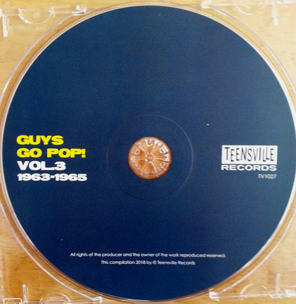 Image of Label Cover of CD - VG+/VG+ - VARIOUS, Guys Go Pop! Vol.3 1963-1965 (Teensville Records; tv 1027, Australia 2018, Jewel Case, Mono), ,  - 3516423C