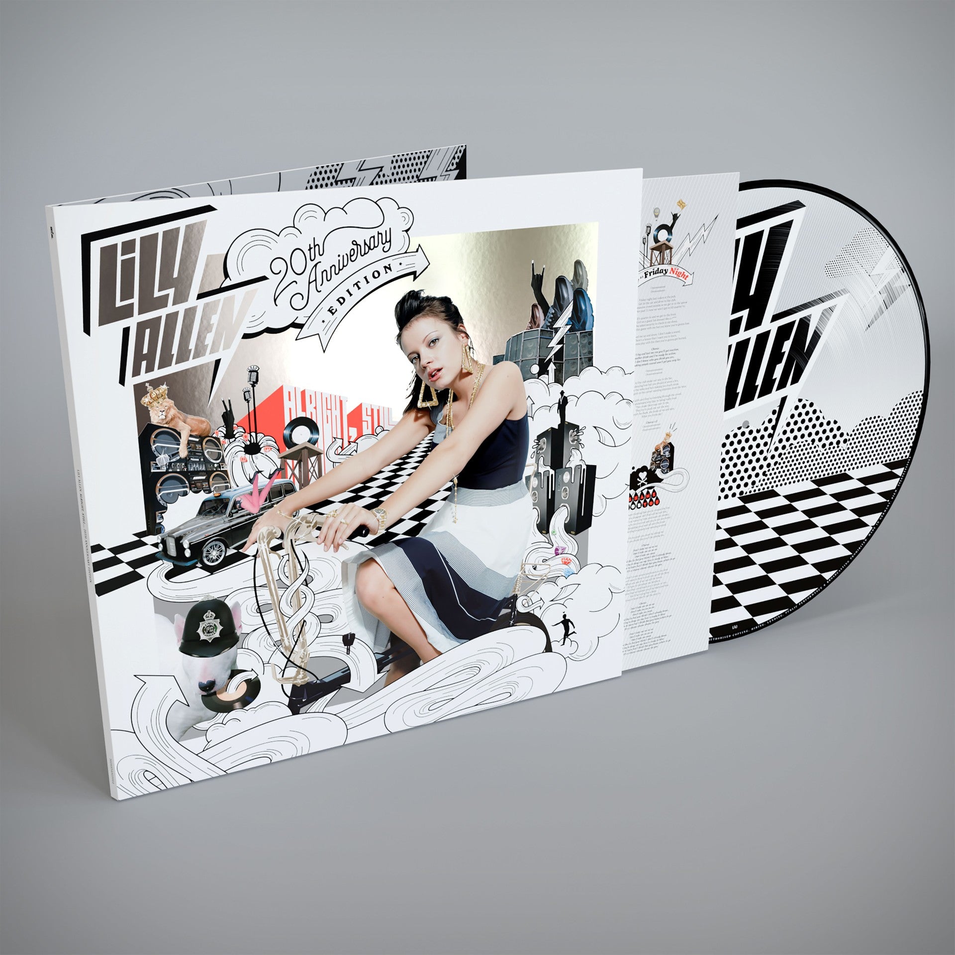 Image of Front Cover of LP - NEW/NEW - LILY ALLEN, Alright, Still (20th Anniversary) (Parlophone; 5026854869964, UK 2026 Reissue, Gatefold, Inner, Limited Edition  Picture Disc), , Lily Allen s era-defining iconic debut album Alright, Still celebrates its 20th anniversary with this limited-edition picture disc. Housed in a gatefold sleeve with silver foil featuring new anniversary artwork, the tracklist includes the hits 'Smile', 'LDN', 'Alfie' and 'Littlest Things', plus the bonus track 'Nan You're a Windo