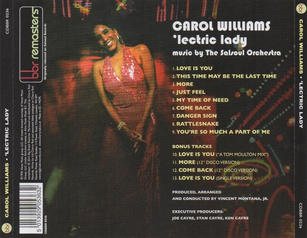 Image of Back Cover of CD - VG+/VG+ - CAROL WILLIAMS, 'Lectric Lady (Big Break Records; CDBBR 0236, UK 2014 Reissue, Jewel Case), ,  - 3516482C