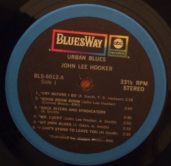 Image of Label Cover of LP - VG/VG - JOHN LEE HOOKER, Urban Blues (Bluesway; BLS-6012, US 1970 Reissue, Pasteback Sleeve, Company Inner), Cut-out (Hole punched) + edge wear. A few light marks to disc. Solid copy!,  - 3516463C