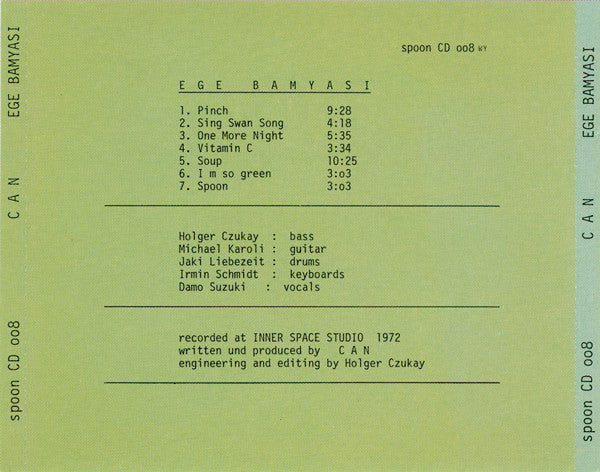 Image of Back Cover of CD - VG/VG+ - CAN, Ege Bamyasi (Spoon Records; spoon CD 008, Germany 1989), Jewel case dimple marks on sleeve,  - 3536099E