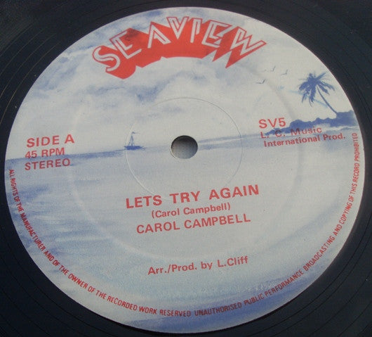 Image of Front Cover of 12" - /VG+ - CAROL CAMPBELL (2) / PATRICK ROSE, Let's Try Again / A Strong Love (Sea View ; SV5, UK ), ,  - 3546259S