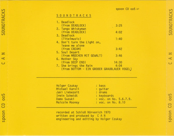 Image of Back Cover of 12" - VG+/VG+ - CAN, Soundtracks (Spoon Records ; spoon CD 005, Germany 1989, Jewel Case), ,  - 3536100E