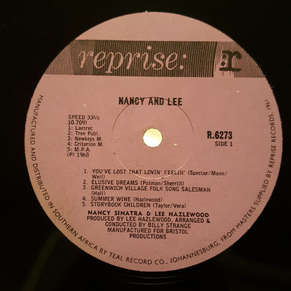 Image of Label Cover of LP - G+/VG - NANCY SINATRA AND LEE HAZLEWOOD, Nancy and Lee (Reprise Purple and Black Label; RS6273, Australia 1968, Laminated Flipback Sleeve, Stereo), Small Tear at Sleeve Opening, Laminate Creased,  - 3526186E