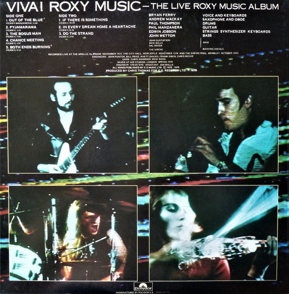 Image of Back Cover of LP - VG/VG+ - ROXY MUSIC, Viva! Roxy Music (Polydor; MPF 1115, Japan 1977, Gatefold, OBI), Cut-out (Corner cut),  - 3526188E