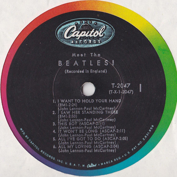 Image of Label Cover of LP - VG+/VG+ - THE BEATLES, Meet The Beatles! (Capitol Records; T 2047, US 1964 Reissue, Pasteback Sleeve, Mono, Scranton Pressing, 3rd Variation, No Producer Credit), ,  - 3546221S