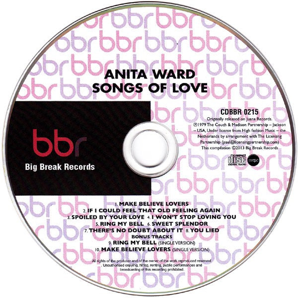 Image of Label Cover of CD - VG+/VG+ - ANITA WARD, Songs Of Love (Big Break Records; CDBBR 0215, UK 2013 Reissue, Jewel Case), ,  - 3516485C