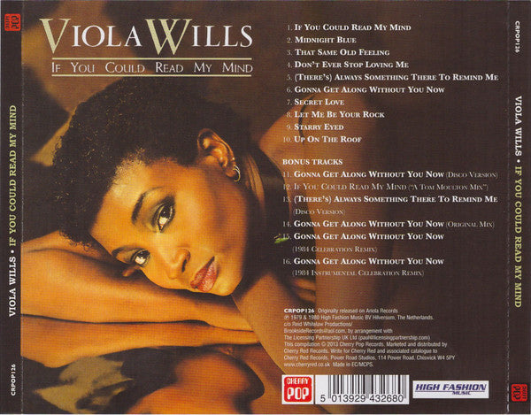 Image of Back Cover of CD - VG+/VG+ - VIOLA WILLS, If You Could Read My Mind (Cherry Pop; CRPOP126, UK 2013 Reissue, Jewel Case), ,  - 3516478C