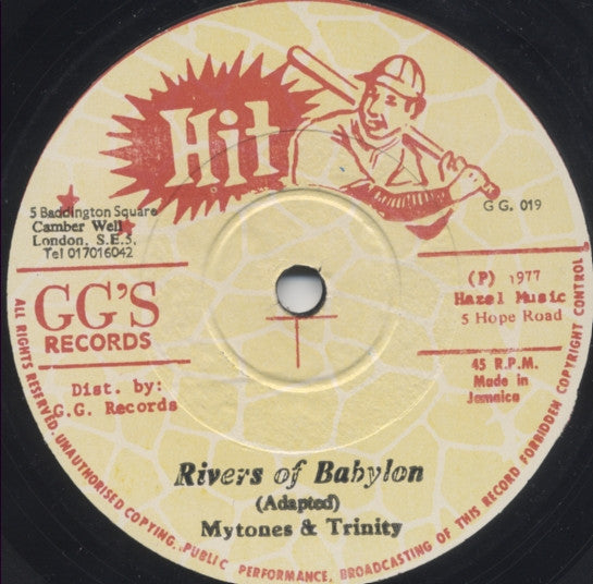 Image of Front Cover of 12" - VG/VG - THE MAYTONES & TRINITY, Rivers Of Babylon (Hit; G G. 019, Jamaica 1977, Company Sleeve), ,  - 3516524C