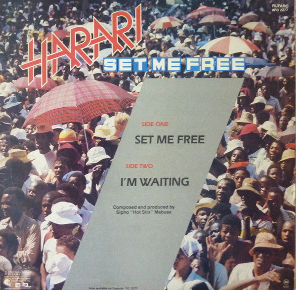 Image of Back Cover of 12" - VG/VG - HARARI, Set Me Free (Rufaro; XPD 2277, South Africa 1984, Picture Sleeve), ,  - 3526068E