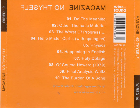 Image of Back Cover of CD - VG+/VG+ - MAGAZINE, No Thyself (Wire-Sound; WIRED 19, UK 2011, Jewel Case), ,  - 3516500C