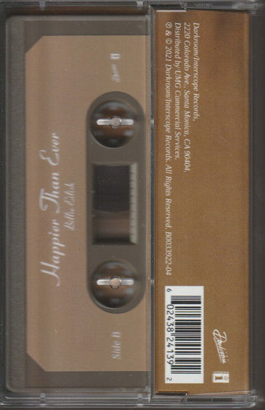 Image of Back Cover of Cassette - NEW/NEW - BILLIE EILISH, Happier Than Ever (Interscope Records; B0033922-04, UK 2021, J-Card, Indie Exclusive Brown Shell), ,  - 3516546C