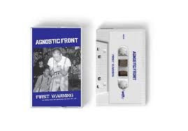 Image of Front Cover of Cassette - NEW/NEW - AGNOSTIC FRONT, First Warning (The 'United Blood' Era Recordings, New York City, 1983) (Radiation Reissues; RRS110, Italy 2025 Reissue, J-Card, Blue Print On White Shell), ,  - 3516547C