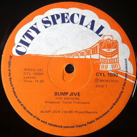 Image of Label Cover of 12" - G+/G+ - THE MOVERS, Bump Jive (City Special; CYL 1030, South Africa 1975, Laminated Sleeve), Light marks only. Edgewear to sleeve.,  - 3526072E