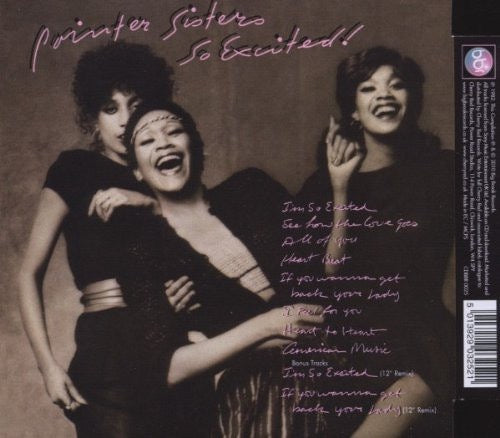 Image of Back Cover of CD - VG+/VG - POINTER SISTERS, So Excited! (Big Break Records; CDBBR 0025, UK 2010 Reissue, Super Jewel case), Has a Scratch But Plays Perfectly,  - 3516570C