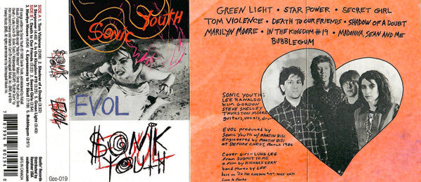 Image of Back Cover of Cassette - NEW/NEW - SONIC YOUTH, Evol (Goofin' Records; Goo-019, US 2022, J-Card, Blue Shell), ,  - 3516592C
