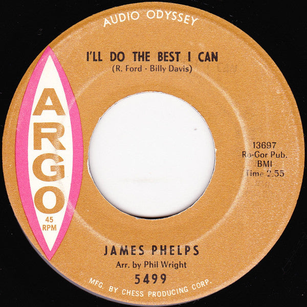 Image of Back Cover of 7" - /VG - JAMES PHELPS, Love Is A 5-Letter Word / I'll Do The Best I Can (Argo; 5499, US 1965), ,  - 3526256E