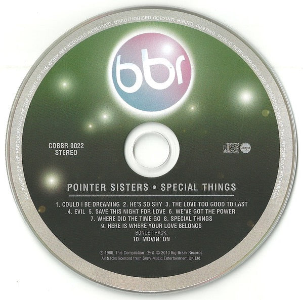 Image of Label Cover of CD - VG+/VG+ - POINTER SISTERS, Special Things (Big Break Records; CDBBR 0022, UK 2010 Reissue, Super Jewel case), ,  - 3516577C