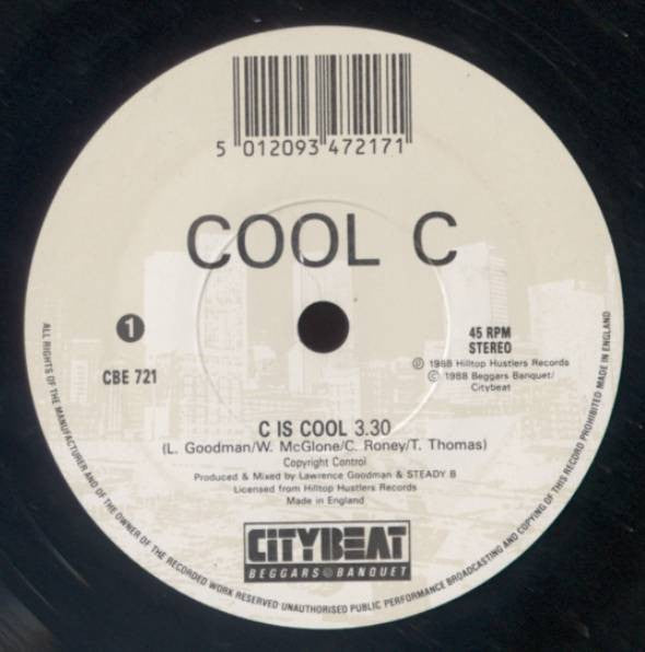 Image of Front Cover of 7" - /VG+ - COOL C, C Is Cool (City Beat; CBE 721, UK 1988), ,  - 3526274E