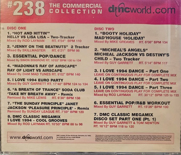 Image of Back Cover of 2xCD - VG+/VG+ - VARIOUS, The Commercial Collection 238 (DMC; DMC 238, UK 2002, Double CD Case), ,  - 3516608C