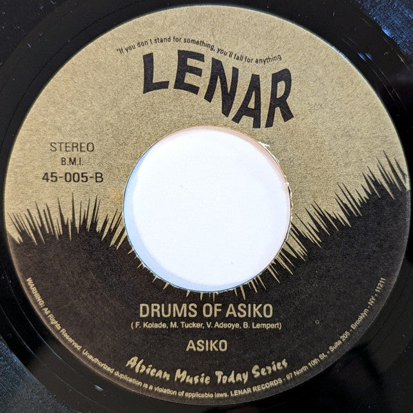 Image of Back Cover of 7" - /EX - BAMA & THE FAMILY / ASIKO, Feeling Good / Drums Of Asiko (Lenar; 45-005, US 2004), ,  - 3556269S