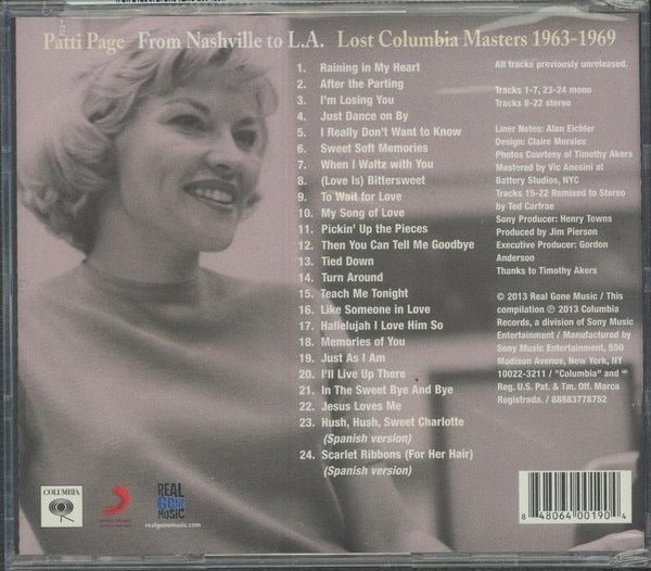 Image of Back Cover of CD - VG+/VG+ - PATTI PAGE, From Nashville To L.A. - Lost Columbia Masters 1963-1969 (Real Gone Music; RGM-0190, US 2013, Jewel Case), ,  - 3536072E