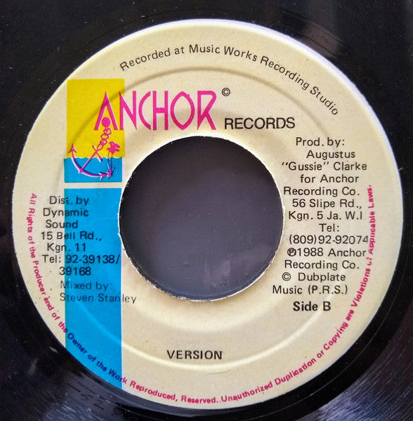 Image of Back Cover of 7" - /VG+ - NADINE SUTHERLAND, Don't Take Your Love Away (Anchor Records; none, Jamaica 1988), Label tear on A side.,  - 3556275S