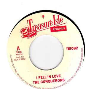 Image of Front Cover of 7" - /EX - THE CONQUERORS, I Fell In Love / Lonely Street (Treasure Isle; TIS082, Jamaica 2012 Reissue), ,  - 3556276S