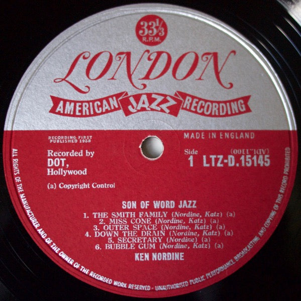 Image of Label Cover of LP - VG/VG - KEN NORDINE FEATURING THE FRED KATZ GROUP, Son Of Word Jazz (London Records; LTZ-D.15145, UK 1958, Laminated Flipback Sleeve), Strong VG to sleeve. Light marks to disc.,  - 3516663C