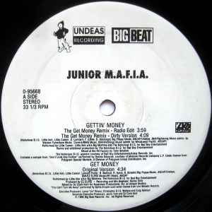 Image of Label Cover of 12" - EX/VG+ - JUNIOR M.A.F.I.A., Gettin' Money (The Get Money Remix) (Big Beat; 0-95668, US 1996), Marker pen highlighted tracks on label. Sleeve in shrinkwrap (opened).,  - 3546316S