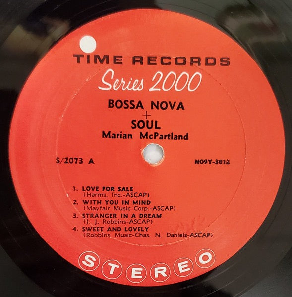 Image of Label Cover of LP - VG/VG - MARIAN MCPARTLAND, Bossa Nova + Soul (Time Records; S/4001, US 1963, Laminated Pasteback Sleeve), Sleeve is nice apart from a split to base seam. Disc is a strong VG.,  - 3516665C