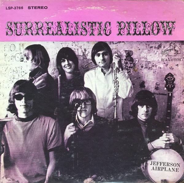 Image of Front Cover of LP - G+/G+ - JEFFERSON AIRPLANE, Surrealistic Pillow (RCA Victor; LSP-3766, US 1971, Stereo, H in runouts), Side one closer to VG.  Staining and light water damage to sleeve. ,  - 3526306E