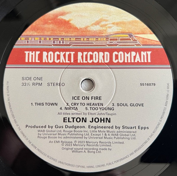 Image of Label Cover of LP - EX/EX - ELTON JOHN, Ice On Fire (Rocket Entertainment; 5516079, Worldwide 2023 Reissue, Inner), Still In Opened Shrinkwrap With Hype Sticker,  - 3516692C