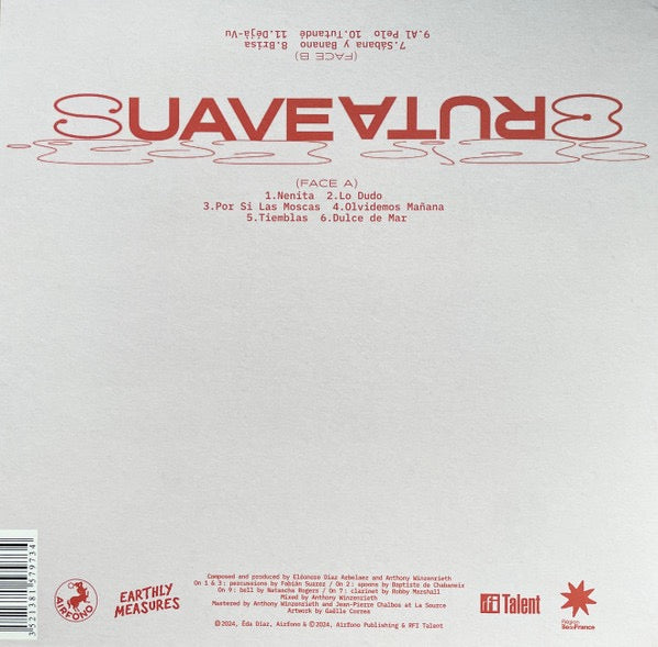 Image of Back Cover of LP - VG+/VG -  DA DIAZ, Suave Bruta (Airfono; AF027110010, France 2024, Inner), Mottling and storage marks on the disc.,  - 3516711C
