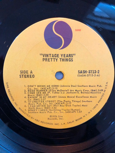 Image of Label Cover of 2xLP - VG/VG - THE PRETTY THINGS, The Vintage Years (Sire; SASH-3713-2, US 1976, Gatefold, TI in runouts), ,  - 3526325E
