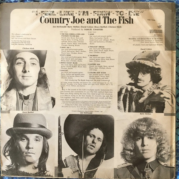 Image of Back Cover of LP - VG/VG+ - COUNTRY JOE AND THE FISH, I-Feel-Like-I'm-Fixin'-To-Die (Vanguard; VSD 79266, UK 1971 reissue, Front laminated sleeve), ,  - 3526328E
