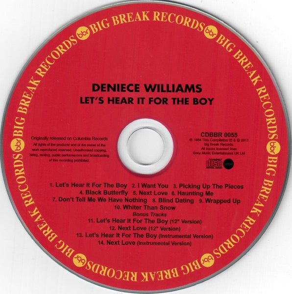 Image of Label Cover of CD - VG+/VG+ - DENIECE WILLIAMS, Let's Hear It For The Boy (Big Break Records; CDBBR 0055, UK 2011 Reissue, Super Jewel case), ,  - 3616004C